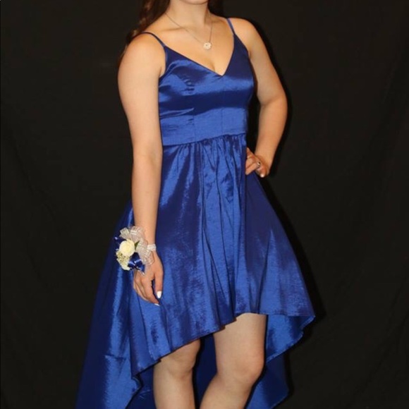 high low royal blue prom dresses